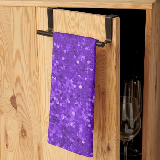 Linge De Cuisine Deep Purple Glam Faux Glitter Pattern (Pliage en tiers)