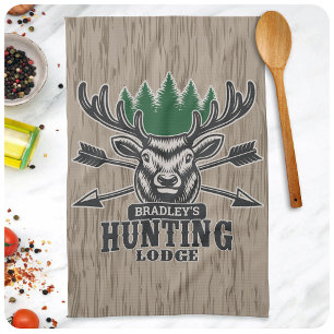 Linge De Cuisine Deer Elk Hunter AJOUTER NOM Bow Hunter Lodge Cabin