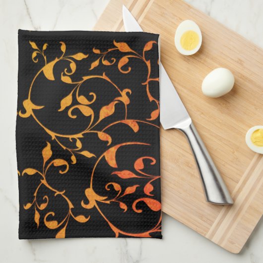 Linge De Cuisine Défilement de rouille et de noir (Quart Plié)