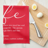 Linge De Cuisine Définition de femme Élégant Script Amour Cœur Roug (Quart Plié)