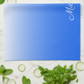 Linge De Cuisine dégradé personnalisé ombre électrique bleu (Plié)