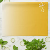 Linge De Cuisine dégradé personnalisé ombre jaune (Plié)
