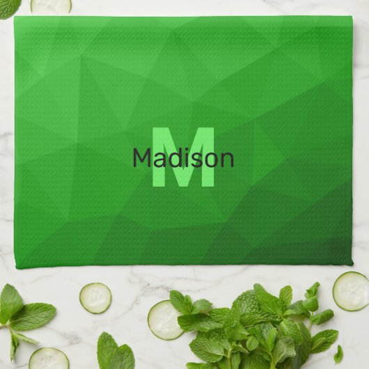 Linge De Cuisine Dégradé vert clair géométrie motif maille Monogram (Plié)