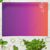 Linge De Cuisine dégradé violet, rose et orange foncé (Plié)