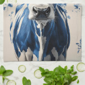 Linge De Cuisine Delft Blue Cow - Un hommage artistique intemporel (Plié)