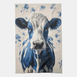 Linge De Cuisine Delft Blue Cow - Un hommage artistique intemporel