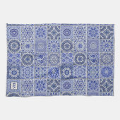 Linge De Cuisine Delft Pottery Look Blue Carreaux avec leurs initia (Horizontal)