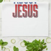 Linge De Cuisine Demandez-moi à propos de Jésus conception de t-shi (Plié)
