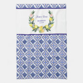 Linge De Cuisine Demoiselle d'honneur carreaux italiens bleu citron (Vertical)