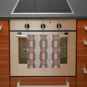 Linge De Cuisine Denim Taupe Moderne et Rouille