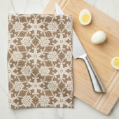 Linge De Cuisine Dentelle antique - crème et marron (Quart Plié)