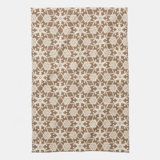 Linge De Cuisine Dentelle antique - crème et marron (Vertical)