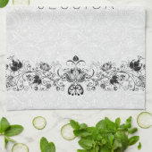 Linge De Cuisine Dentelle blanche Paisley Damas et perruques noires (Plié)