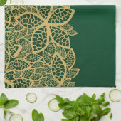 Linge De Cuisine Dentelle d'or de feuille sur l'arrière - plan vert (Plié)