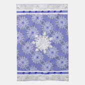 Linge De Cuisine Dentelle en céramique Bleu de Grèce & flocon de ne (Vertical)