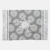 Linge De Cuisine Dentelle en céramique grise et flocon de neige (Horizontal)