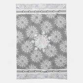 Linge De Cuisine Dentelle en céramique grise et flocon de neige (Vertical)