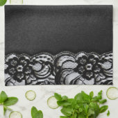 Linge De Cuisine Dentelle et satin noirs (Plié)