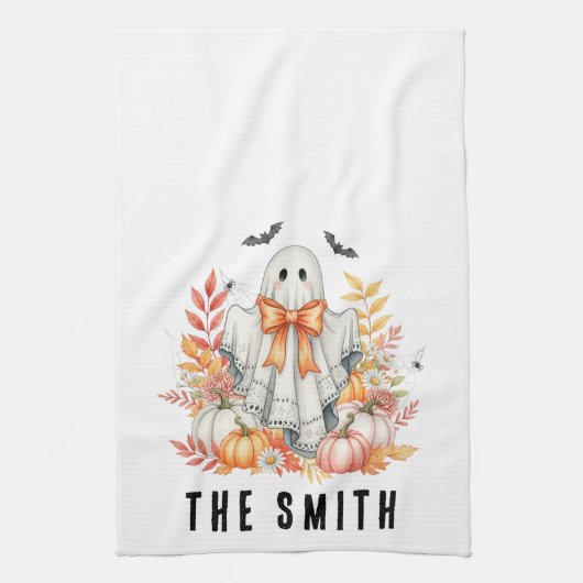 Linge De Cuisine Dentelle florale mignonne Ghost|Halloween Éffrayan (Vertical)