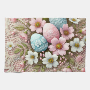 Linge De Cuisine Dentelle florale rose pastel OEufs de Pâques et fl