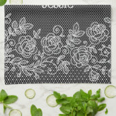 Linge De Cuisine Dentelle florale transparente unique personnalisée (Plié)