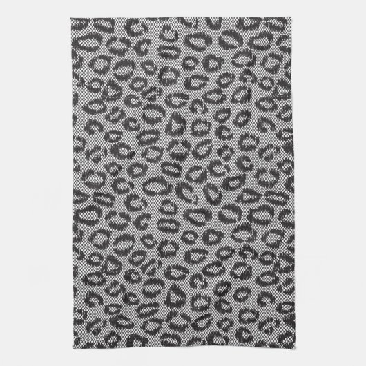 Linge De Cuisine Dentelle nette noire avec le motif de léopard sur (Vertical)