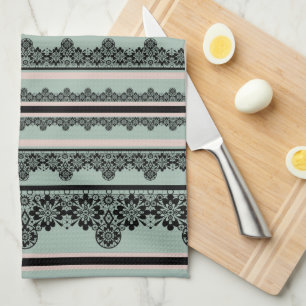 Linge De Cuisine Dentelle noire, oreiller jetable ouvert