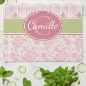 Linge De Cuisine Dentelle personnalisée et jardin anglais (Plié)