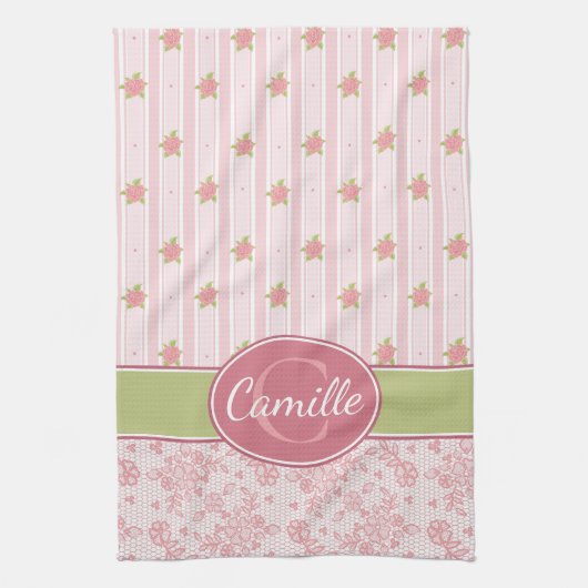 Linge De Cuisine Dentelle personnalisée et jardin anglais (Vertical)