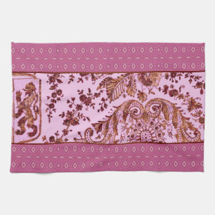 Linge De Cuisine Dentelle Rose Et Or
