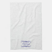 Linge De Cuisine Dentelle rose Florale mariage Sur Damas Blanches (Vertical)