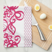 Linge De Cuisine Dentelle rouge (Quart Plié)