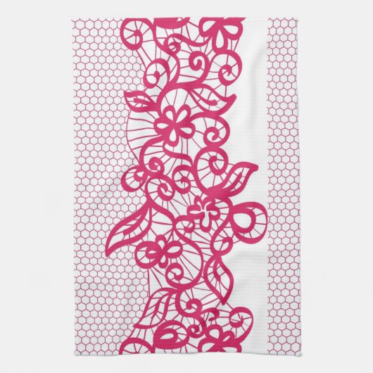 Linge De Cuisine Dentelle rouge (Vertical)