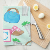 Linge De Cuisine Derby Mint Julep Preppy Monogramme (Quart Plié)