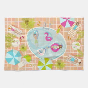 Linge De Cuisine Des filles et des garçons du bikini jouant au jeu
