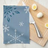 Linge De Cuisine Des flocons de neige sur un arrière - plan bleu (Quart Plié)