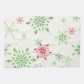 Linge De Cuisine Des flocons rouges et verts sur un arrière - plan  (Horizontal)