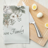 Linge De Cuisine Des lapins mignons dans une couronne d'hiver flora (Quart Plié)