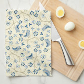 Linge De Cuisine Des petits oiseaux sur des brindilles. rétro, oise (Quart Plié)