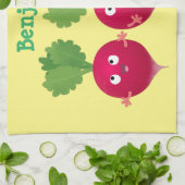 Linge De Cuisine Des radis mignons chantant des légumes de dessin a (Plié)