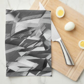 Linge De Cuisine Des rayures grises sur une image noire et percée (Quart Plié)