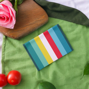 Linge De Cuisine Des rayures rouges et jaunes entre les tons bleus