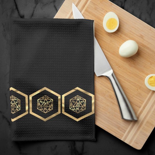 Linge De Cuisine Dés RPG | Gamer PnP Rétro Tabletop Imaginaire Or