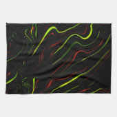 Linge De Cuisine Des traces ondulées vertes et rouges sur fond noir (Horizontal)