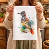 Linge De Cuisine Desert Spirit, Roadrunner en Aquarelle