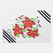 Linge De Cuisine Design à fleurs rouges (Horizontal)