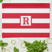 Linge De Cuisine Design à rayures rouge et blanc mignon (Plié)