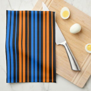 Linge De Cuisine Design à rayures verticales bleu orange bleu
