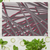 Linge De Cuisine Design Abstrait moderne gris et bordeaux (Plié)