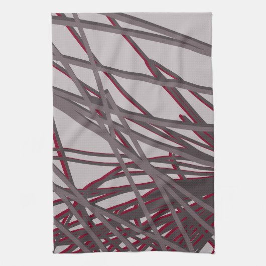Linge De Cuisine Design Abstrait moderne gris et bordeaux (Vertical)